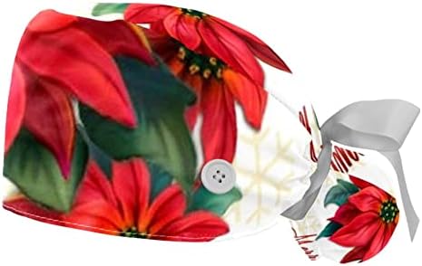 Божиќни цвеќиња со цвеќиња за жени долга коса, работно капаче со копче и џемпери, Unisex вратоврски на грбот 2 пакувања