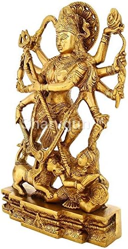 Скулптура од месинг на Шарвун, која стои божица Дурга Хинду религиозен подарок 11,5 инчи, тежина-3,9 кг