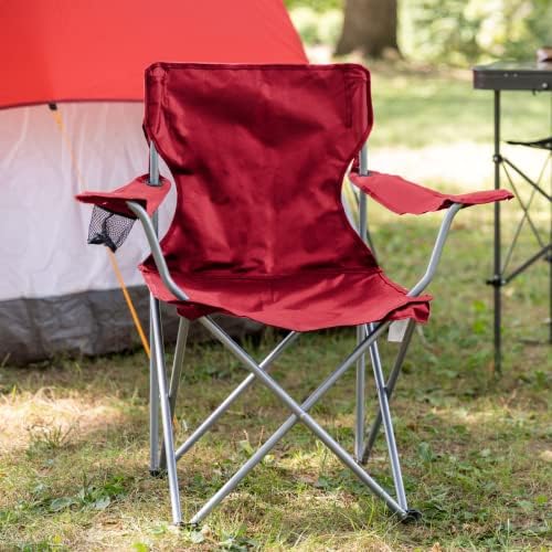 Трага Основен квад со преклопување на кампот вклучува држач за чаши, преносен стол за кампување со торба за носење полиестер за лесен