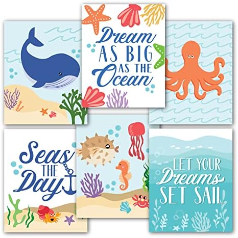 6 реверзибилни океански wallидни декор отпечатоци од расадник декор, 16 едукативни постери за декор во училницата, украси за бебиња за туширање,