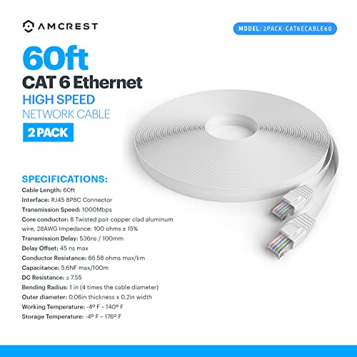 Amcrest CAT6E 4k-Отценети Видео По Етернет Кабел 60ft Интернет Голема Брзина Мрежа Кабел За Poe Безбедност IP Камери, Паметни ТВ,