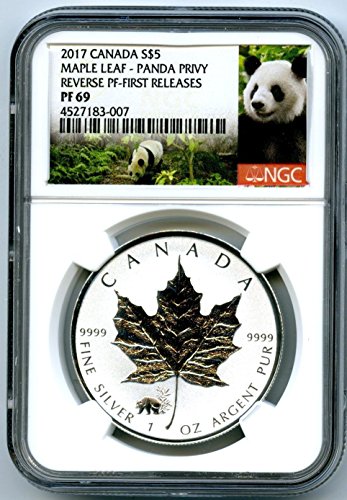 2017 Канада Монета Канадски Сребрен Јаворов Лист Обратен Доказ Панда Приватни ПРВИ ИЗДАНИЈА 5 5 PF69 NGC