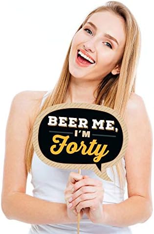 Голема точка на среќа Смешни овации и пива до 40 години - 40 -ти роденденски партиски штанд за кабини - 10 парчиња