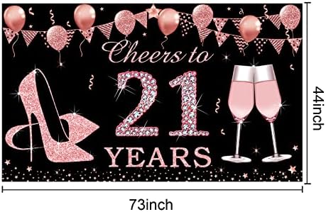 Кауајурк 21 Роденден Украси Навива За 21 Години Банер, Розово Злато 21 Годишниот Роденден Позадина Декор За Неа, Голем 21 Роденден