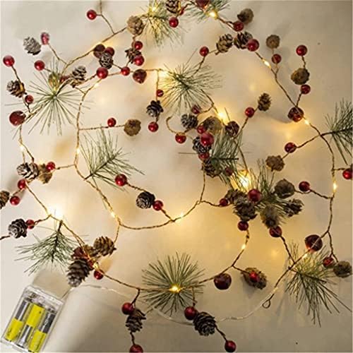 Ganfanren 2m 20 LED бакарна жица бор конус LED светло Божиќни украси за украс за домашно елка