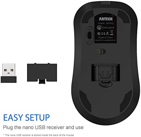 Артек 2.4 G Безжичен Глушец Со НАНО USB Приемник Silономски Дизајн Тивко Кликнување За Компјутер/Десктоп/КОМПЈУТЕР/Лаптоп и Windows 10/8/7 Вградете