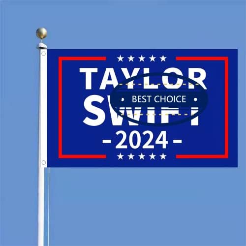 Taylor Flag 3x5 ft Надворешно затворено, знаме за 2024 година за спална соба дневна соба wallид со месинг громити живописни украси во боја и избледени