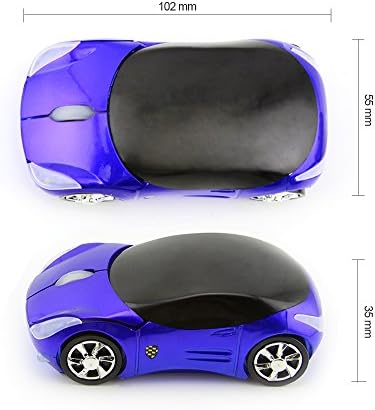 Шарен 3Д спортски облик на автомобил глушец 2,4GHz безжичен глушец 1600DPI 3 копчиња Оптички ергономски игри глувци со USB приемник