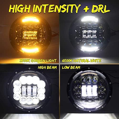 DLOECBT 7 180W LED Фарови 6D Автомобил Led Светла За Возење Здраво / Lo Зрак DRL Белиот Килибар 12v Предводена За Џип Wrangler Hummer