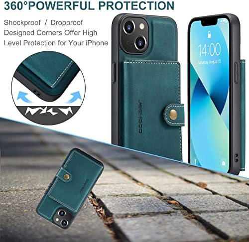 Hongxinyu Hxy Случај за iPhone 14 6,1 инчи 2022, Одвојлив Магнетски Паричник Кредитна Картичка Слот За Готовина Капак На Куќиштето