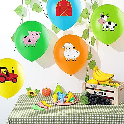 Axzdth 12 '' Фарма куќа балони за животни Фарма за декорација на балони сет од 30 латекс балони за деца бебешки туш за роденденски материјал