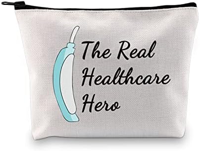 JXGZSO Чанта За Шминка За Здравствени Работници Вистински Херој За Здравствена Заштита Основен Работник Подарок Медицинска Сестра Торбичка Со Патент