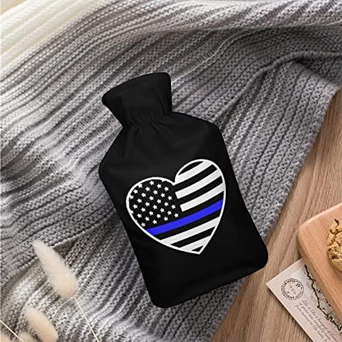 Полициска Тенка Сина Линија Американско Знаме Вреќа За Вбризгување Вода Со Капак 1000мл Топло Топло Шише За Мажи и Жени