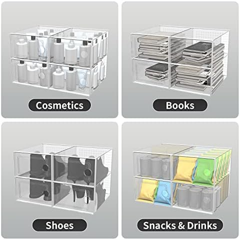 LUTSPC 12 кутии за чевли за пакување чиста пластика за складирање на чевли за плакарот, контејнери за чевли, решетката за заштеда