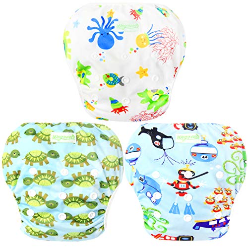 Wegreeco Baby & Toddler Snap Една големина прилагодлива за еднократно нуркање на пелена за пливање, океан, пакет на желка со свеж