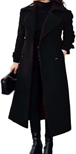 Zoueeeph есен/зима женски моден палто топла цврста боја долга јакна со тенок палто со џебно палто