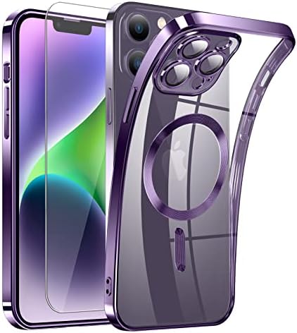 Досто Магнетно Јасно Iphone 14 Pro Max Случај Со Magsafe [Интегрирано Стакло За Камера] [Оригинална Надворешност на iPhone] Силиконски Капак Тенок Тенок [Не-Пожолтување] Анти-Отпе