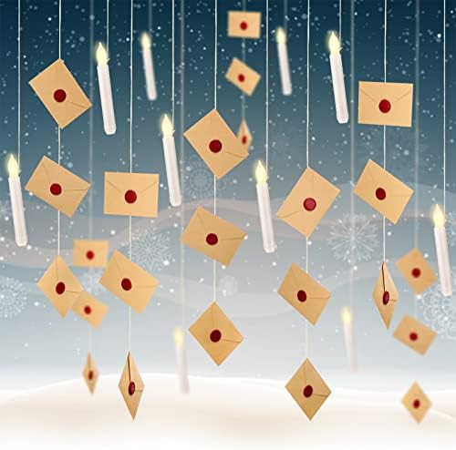 6 компјутери Божиќни предводени лебдечки свеќи со запалени свеќи со 20 гроздобер празно коверти кафеави покани пликови со налепници