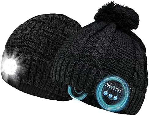 Bluetooth Beanie Hats Women Difacts - Зимска музика плетена капа со безжични слушалки стерео додатоци за звучници Единствени Божиќни порибници за порибници за годишнини Идеи за ид