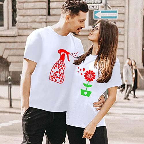 Валентин, што одговара на маицата за парови Loveубовта со срцеви печати со кратки ракави маици маички и сопруга маички со маици трендовски блуза