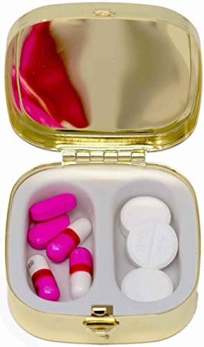 Сребрена Класична Квадратна Џебна Чанта Пренослива Кутија За Апчиња за Патување &Засилувач; Организатор На Медицина