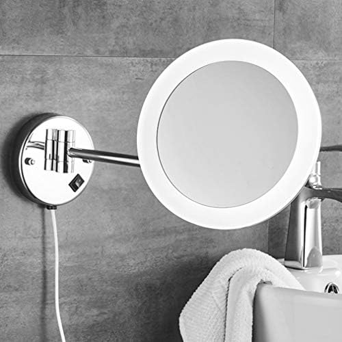 Zaahh шминка суета огледало со светла, 3x зголемување на огледалото за убавина од двострана wallидна огледало за бања 360 ° вртење козметичко