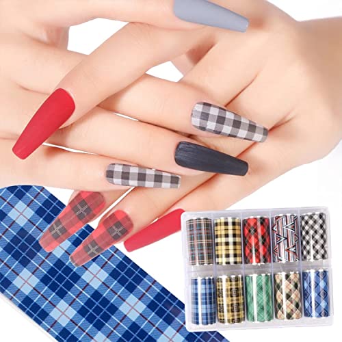 Фолија за нокти, Danneasy 10 Roll Claid Nail Foil Transfer Ombre Nail налепници за нокти за жени за жени