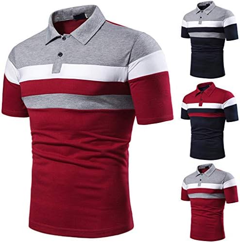 XXBR Поло кошула преголема, машка тенок тенок фит краток ракав контраст во боја, крпеница, маичка со памучни кошули, врвови кошули