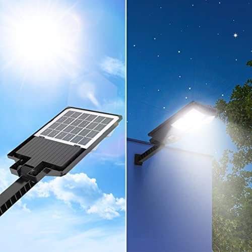 INSDEA 100W LED светла за соларни поплави на отворено, 3 режими IP65 водоотпорен сензор за движење на соларни wallидни светла со далечински