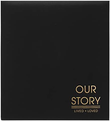 Меѓународни дизајни на Малден 5 до 4х6 Нашата приказна живееше + сакана црна ткаенина пост -гранична фото албум тврда корица