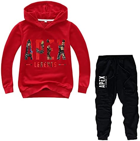 Leoorz Child Apex Legends Долги ракави Худи и панталони за џогирање Поставете-случајни проследувања на врвовите на врвовите на облеките за деца
