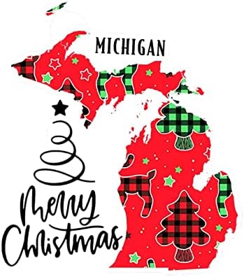Божиќни налепници Мичиген домашни налепници Мери Божиќ Мичиген мапа за автомобили Декларации Божиќна декорација прозорец Дек декл декларација