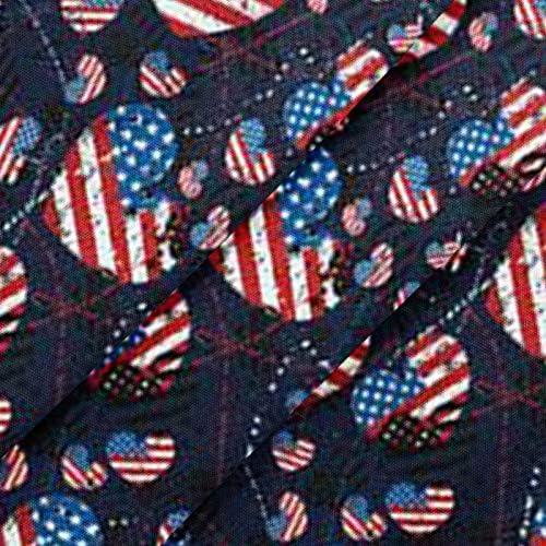 4 јули Маица За Жени Американско Знаме Летни Маици Со Кратки Ракави Со В-Врат со 2 Џебови Блузи Празнична Секојдневна Работна Облека