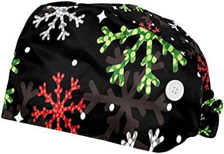 Niaocpwy 2 пакувања шарени мачки модели музика Божиќ ирваси работни капачиња со џемпери за жени мажи, буфан чиста турбан капа