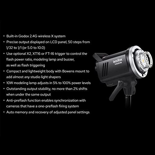 Godox MS300V MS300-V Компактен Студио Strobe Флеш Светло-300W, GN58 0.1-1.8 S Време На Рециклирање, 2.4 G X Систем, Bowens MOUNT LED