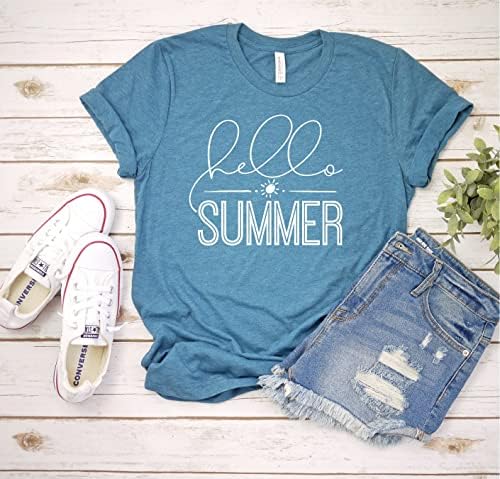 Здраво лето добредојде кошула, шарена празнична празничка семејна најдобра облека за облека за одмор