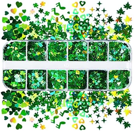 Мешани пролетни зелени нокти уметнички секвенци сјајни цвеќиња пеперутки различни облици на снегулки за додатоци за професионалци,