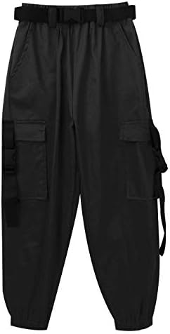 Jowowha Мали големи девојки Еластична лента за половината џогер џемпери со џеб пролетни атлетски спортски панталони