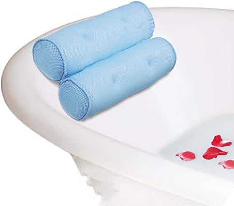 Бања за дишење 3Д решетка за бања со бања со вшмукување чаши за када, перница за вратот Поддршка спа перница за дома топла када бања бања, розова, перница од 36х22х10см