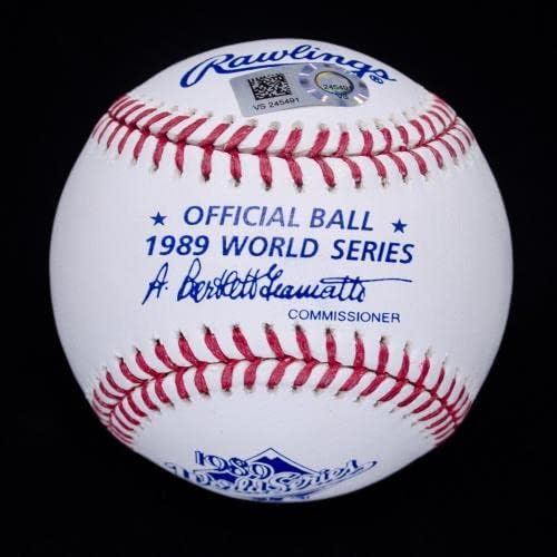 Марк мекгвајр 89 Шампиони На ВС Потпишаа 1989 Вс Лого Бејзбол МЛБ Сертифициран - Автографирани Бејзбол Топки