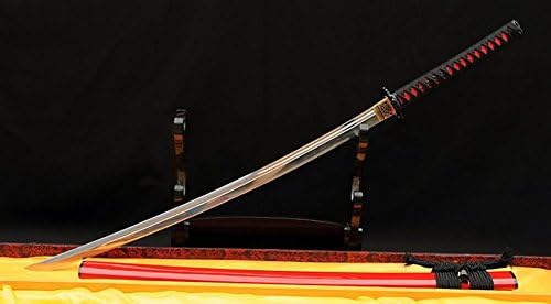 Lyuesword Јапонски рачно изработен самурај катана меч целосен танг 9260 пролетен челичен сечило катана меч реален