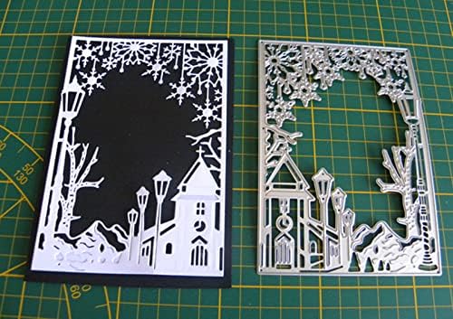 Снегулка замок Правоаголен рамка Метал Краци за умирање, божиќни матрици DIY занаетчиски картички сечење умирања за намалување