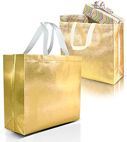 Иридентни Торби За Подароци Со Средна Големина-Комплет од 12 Неверојатни Холографски Кеси За Подароци За Повеќекратна Употреба
