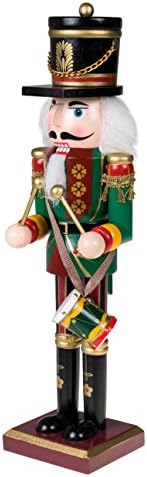 Умен креации Зелен тапанар 12 инчи Традиционален дрвен оревчекер, празничен Божиќен декор за полици и табели