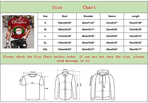 Вибаксз 2022 Божиќни Мажи Men Зима Секојдневен Краток Ракав Божиќни 3д Печатени Маици Мода Врвна Блуза Полн Ракав