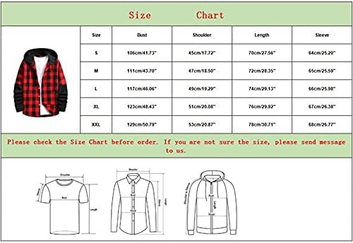 Вуаи-Мажи Карирани Фланелен Качулка Јакна Долг Ракав Повик Копче Нагоре Ватиран Бивол Термички Дуксер Fall Зима Облека