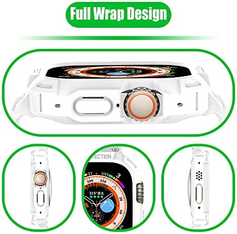 XDewz Band + Case за лента за Apple Watch 8 Ultra 49mm Iwatch Серија 8 Ултра 49мм Спортски зглоб Транспарант Силиконски нараквици за