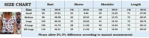Во БЛИЗИНА На Женски Кошули, Американско Знаме Печатење V Вратот Краток Ракав Врвот Повик Денот На Независноста Печатење Блуза