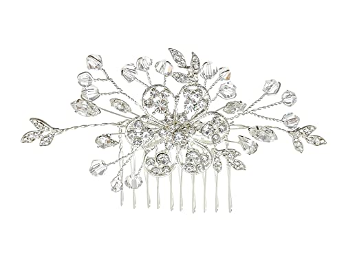 Самки рачно изработени Rhinestone Crystal Crystal Bridal Tiara Comber - сребрена позлатена FC027