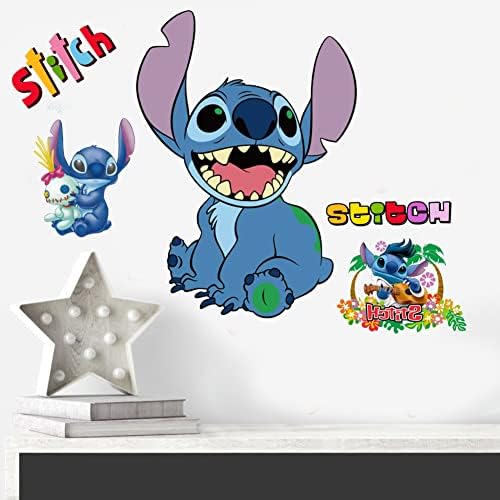 Fang Lian Lilo и Stitch Wall Decals цртани налепници на wallидови DIY отстранлив бод wallид уметност мурал декор за бебе девојки